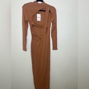 NWT Revolve LNA Tan maxi dress with back cut out